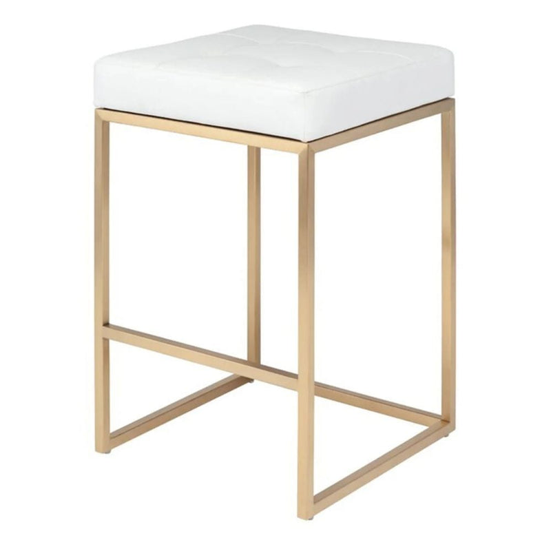 Me Home White Stainless Steel Pipe Counter Stool L3Z5