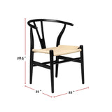 Me Home Wishbone Wood Dining Chair with Woven Seat, Black G5W6 - product image 3