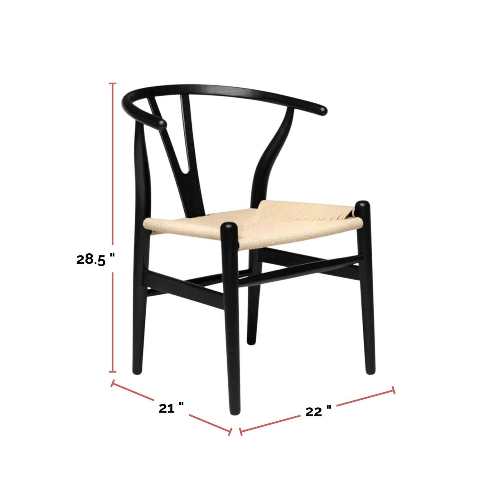 Me Home Wishbone Wood Dining Chair with Woven Seat, Black G5W6 - product image 3