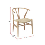 Me Home Wishbone Wood Dining Chair with Woven Seat, Natural V5E3 - product image 3