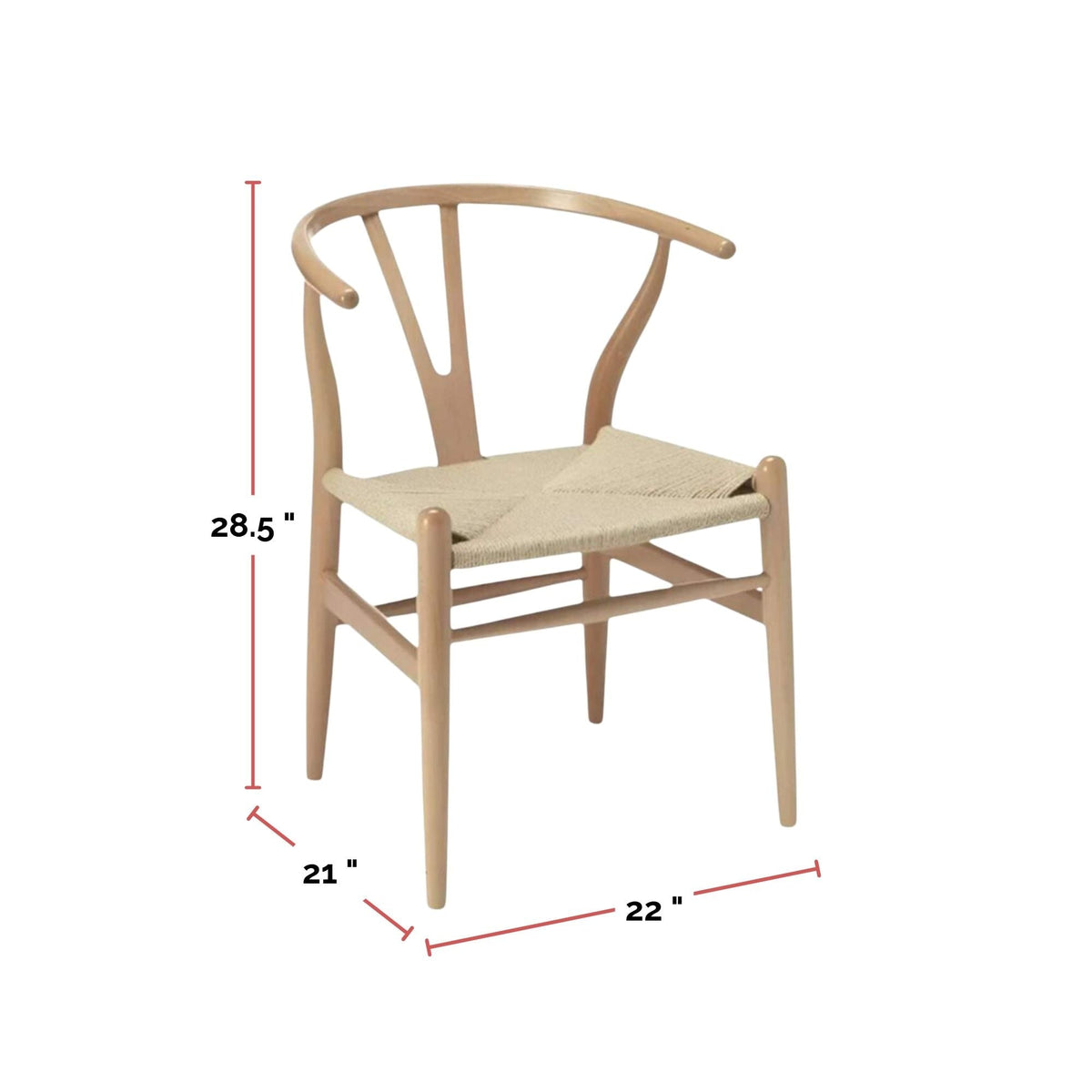 Me Home Wishbone Wood Dining Chair with Woven Seat, Natural V5E3 - product image 3