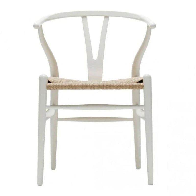 Me Home Wishbone Wood Dining Chair with Woven Seat, White L8L2