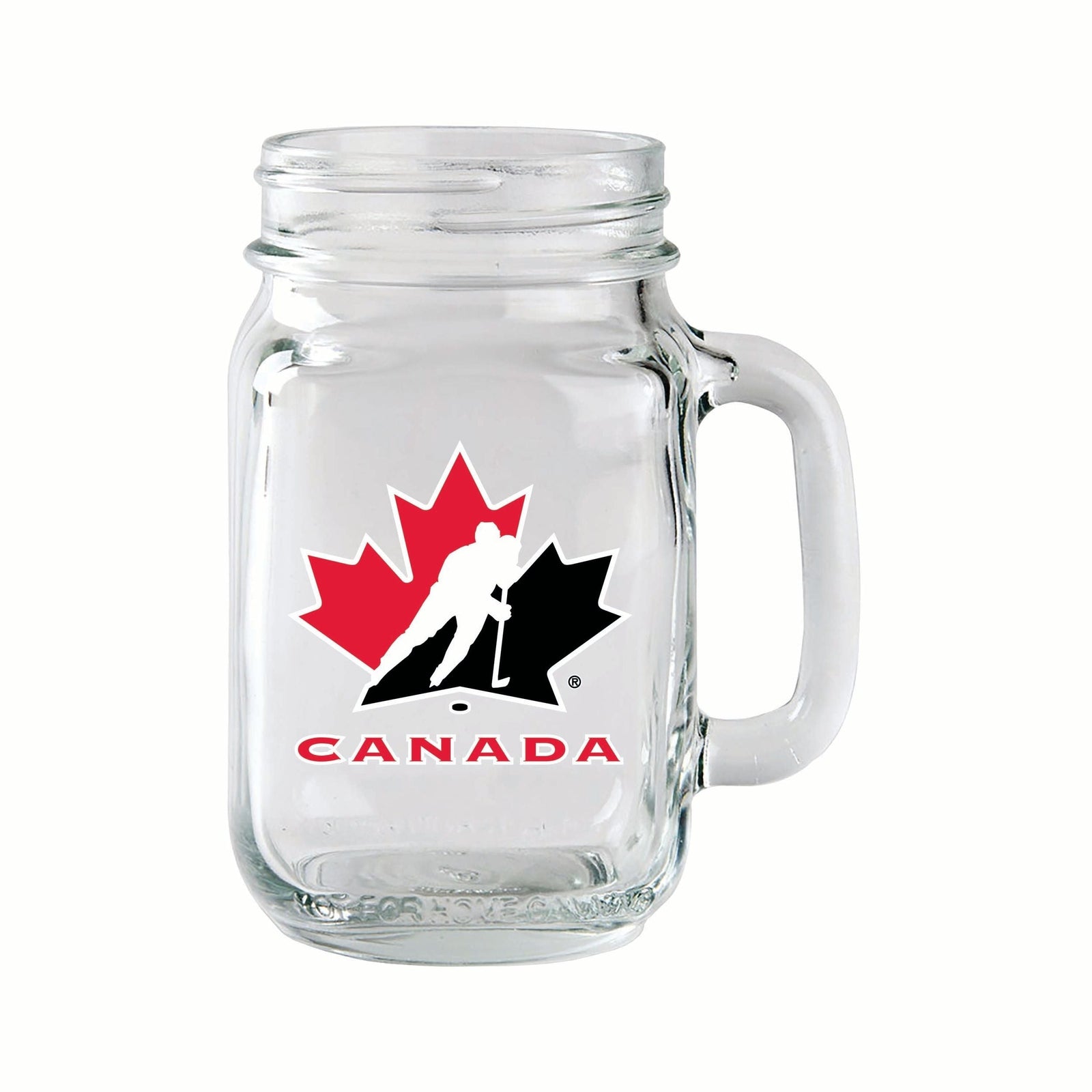 Team Canada/Hockey Canada Glass Mason Mug, Reusable Drinking Jar with Handle, Clear, 14-oz V3P2 - product image 1