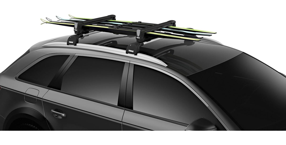 SnowPack Stainless Steel Roof Top Mount Ski/Snowboard Rack, Medium, Black, 2-pc X1V6 - product image 5