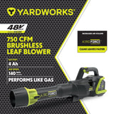 48V Lithium Ion Max Brushless AeroForce 2.0 750 CFM Leaf Blower Kit with (1) 4.0Ah Battery & (1) 2.0A Charger T4R3 - product image 6