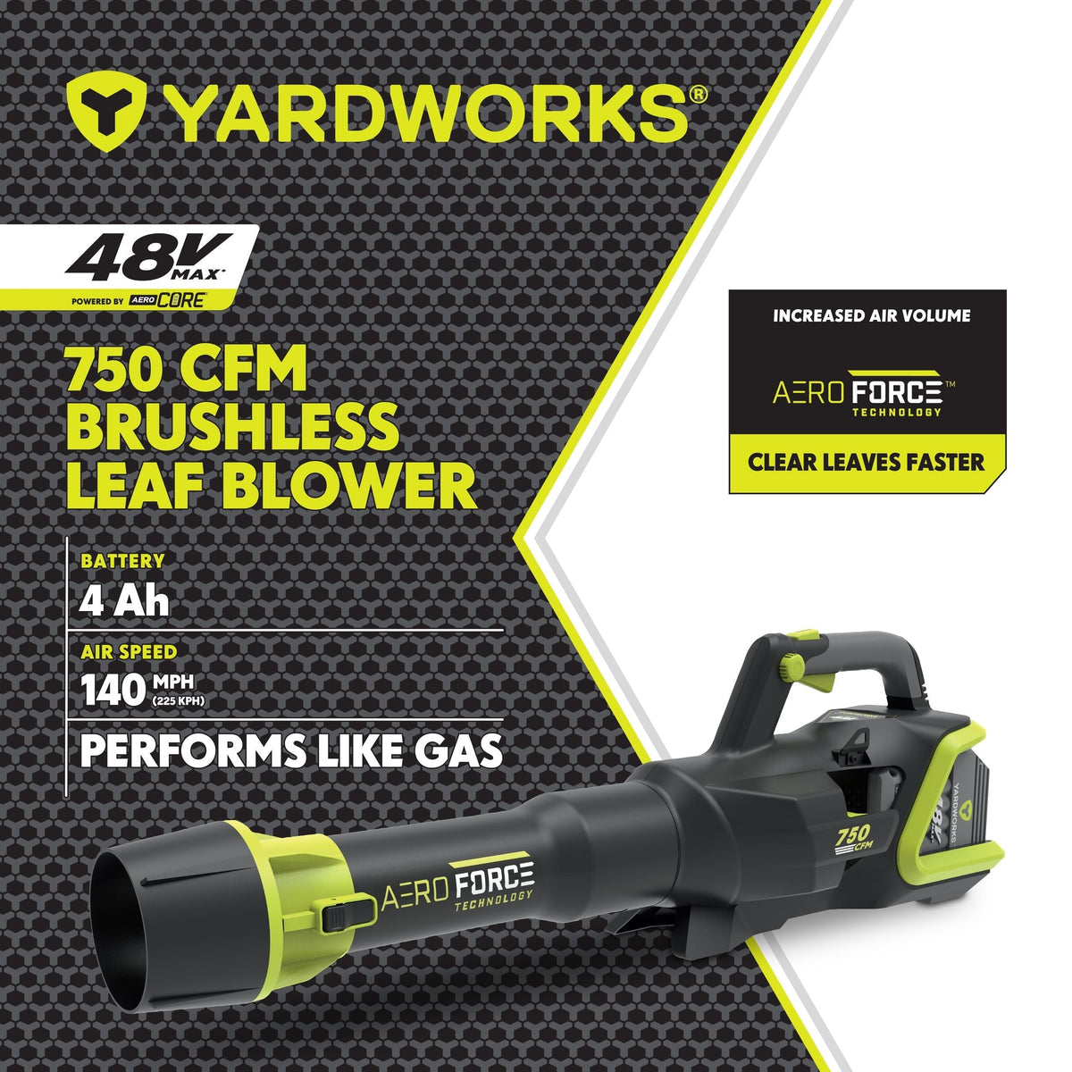 48V Lithium Ion Max Brushless AeroForce 2.0 750 CFM Leaf Blower Kit with (1) 4.0Ah Battery & (1) 2.0A Charger T4R3 - product image 6