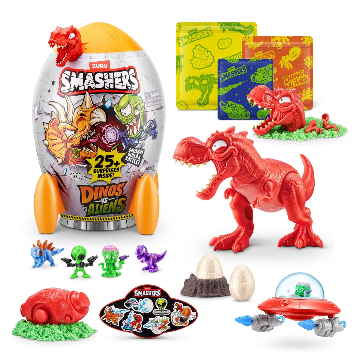 Smashers Dino Vs Aliens Rocket Ship Mystery Playset Capsule for Ages 3+, Assorted Figures O4M9 - product image 1